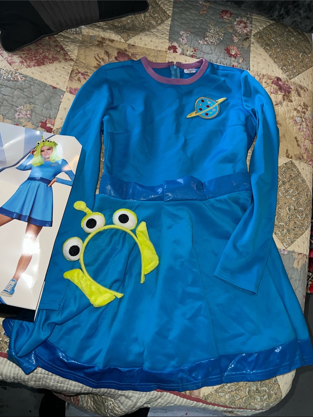 Toy Story Blue Alien Girl Costume with Yellow Alien Headband